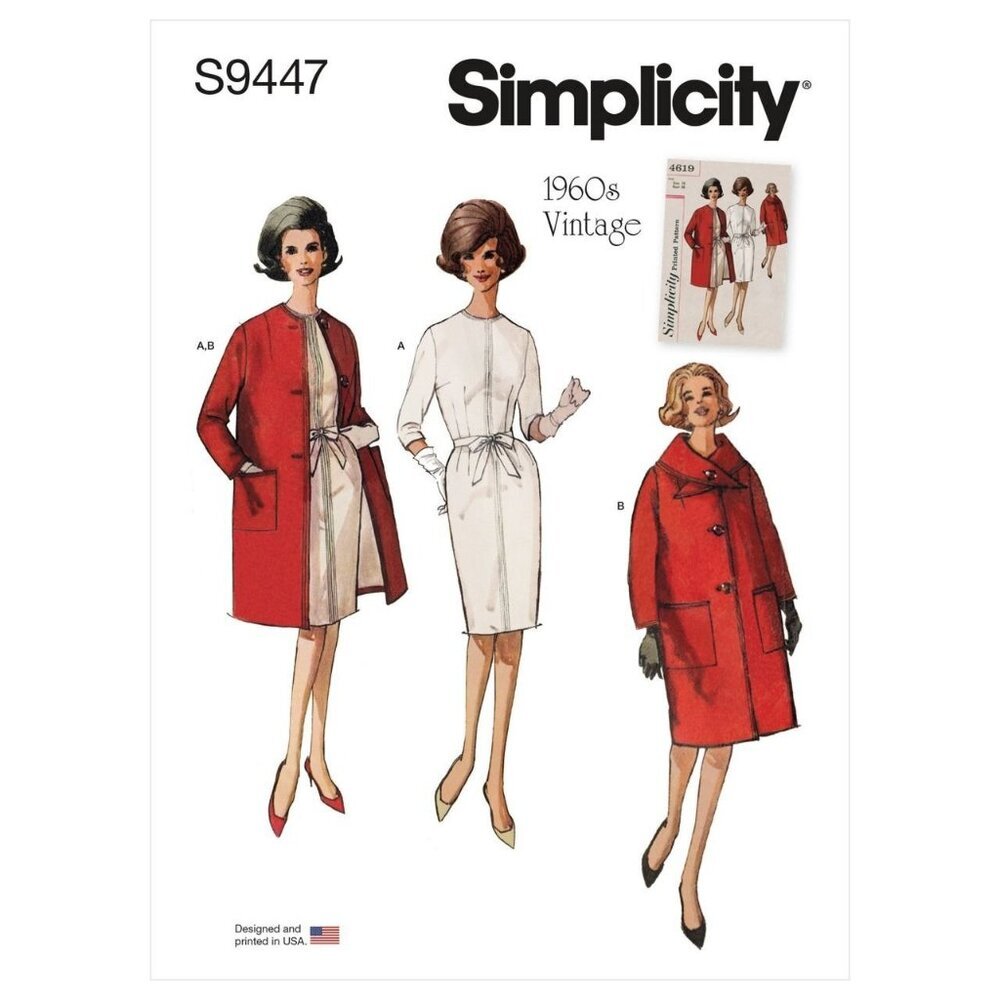 Simplicity Sewing Pattern 9447 Dress‎ Coat Scarf Misses Size 10-22